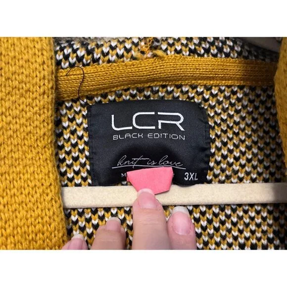 Mens LCR Black Edition Hooded Sweater 3XL Gold Ivory Black Blue Fox Design Wool